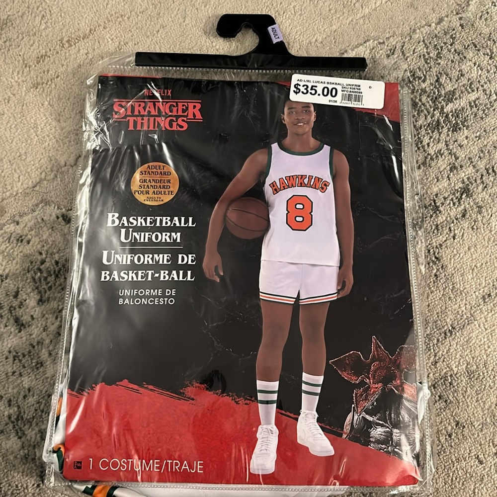 Netflix stranger things basketball uniform adult costume size US up to 44.